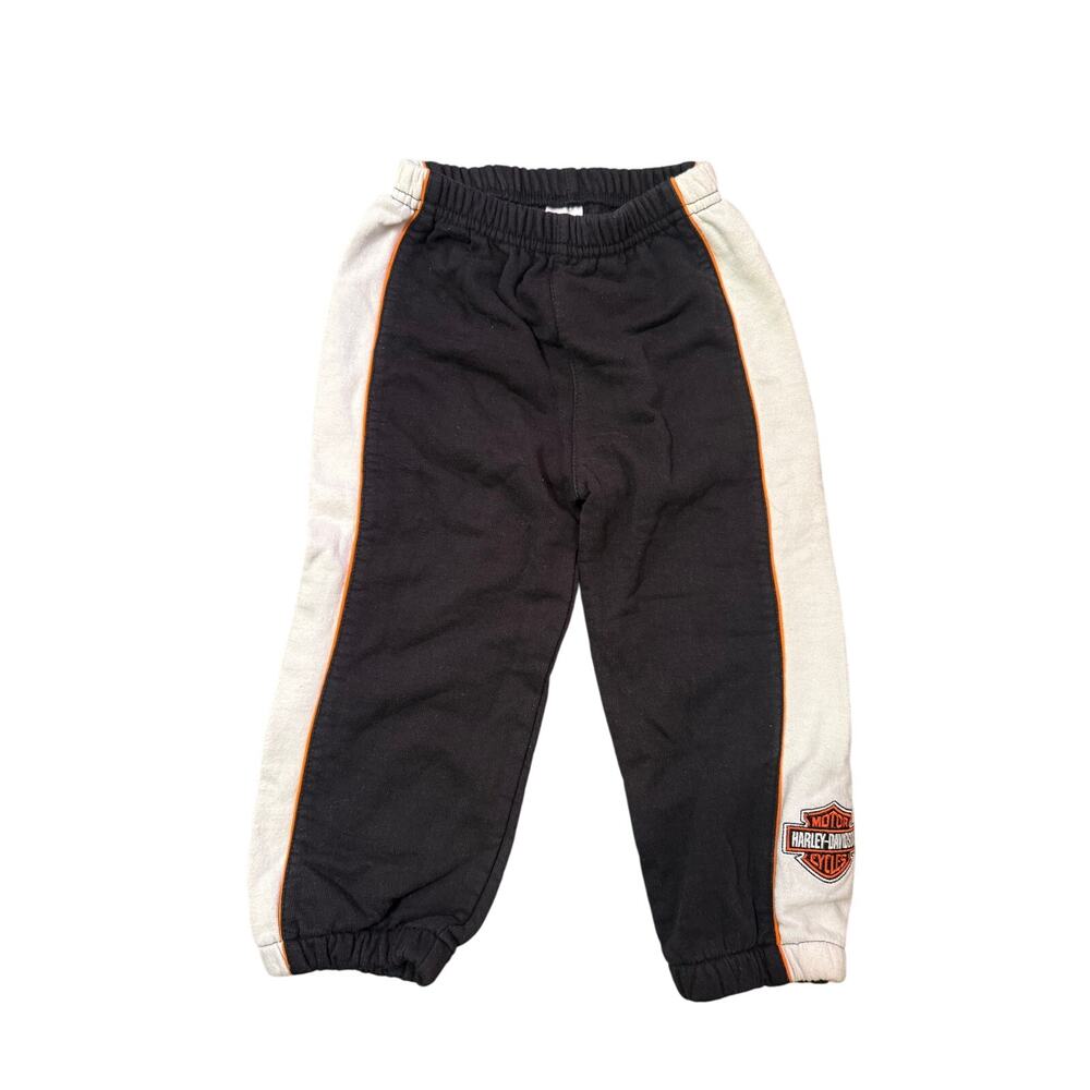 Kids Harley Davidson Black White Track Jogger Pants Sz 24 Months Unisex